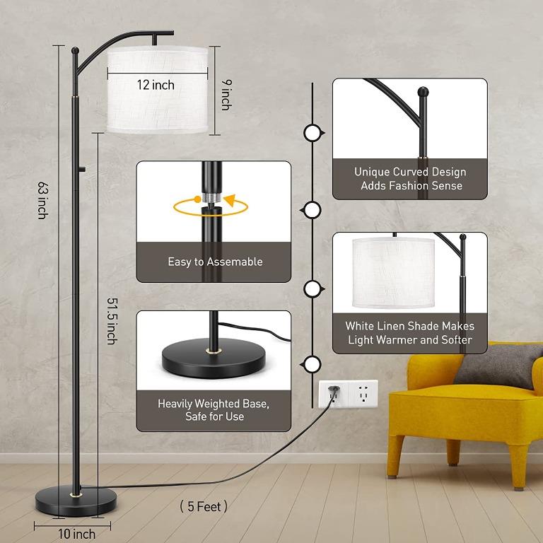 Outon LED Floor Lamp, 3 Color Temperatures Modern Lamp with Rotary