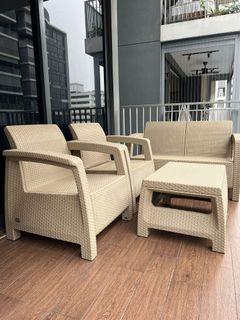 Rattan Table & Chair Set (with Cushions)