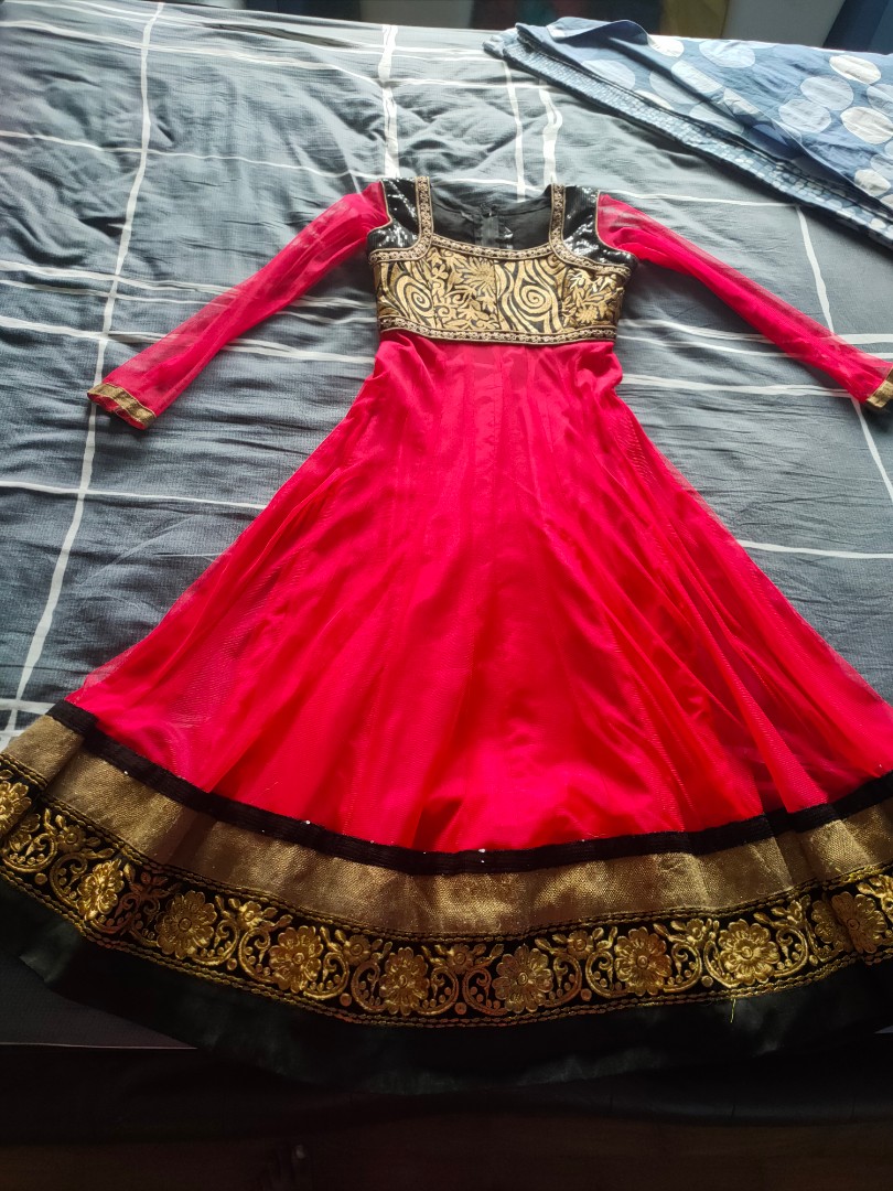 Red and gold anarkali dress outlet
