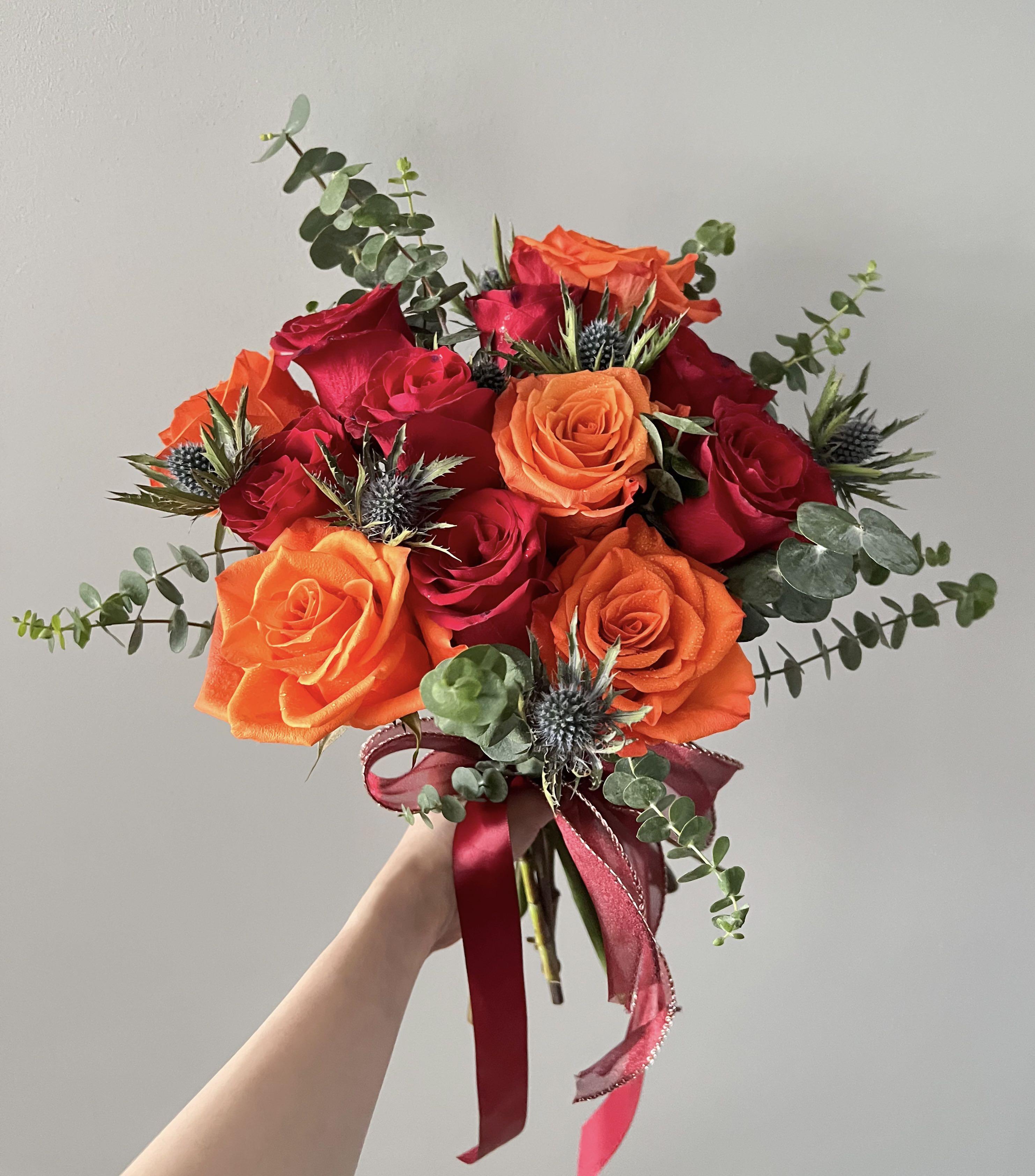 Red Rose Bridal Bouquet Orange Rose Bridal Bouquet Bridal