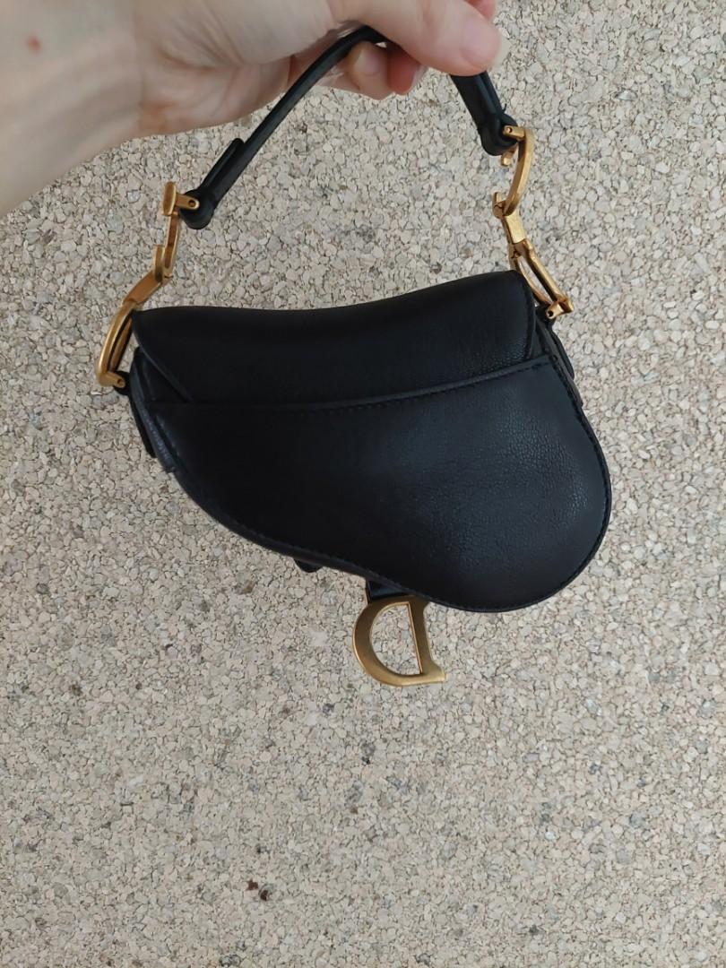 Dior - Saddle Micro Bag with Strap Black Goatskin - Women