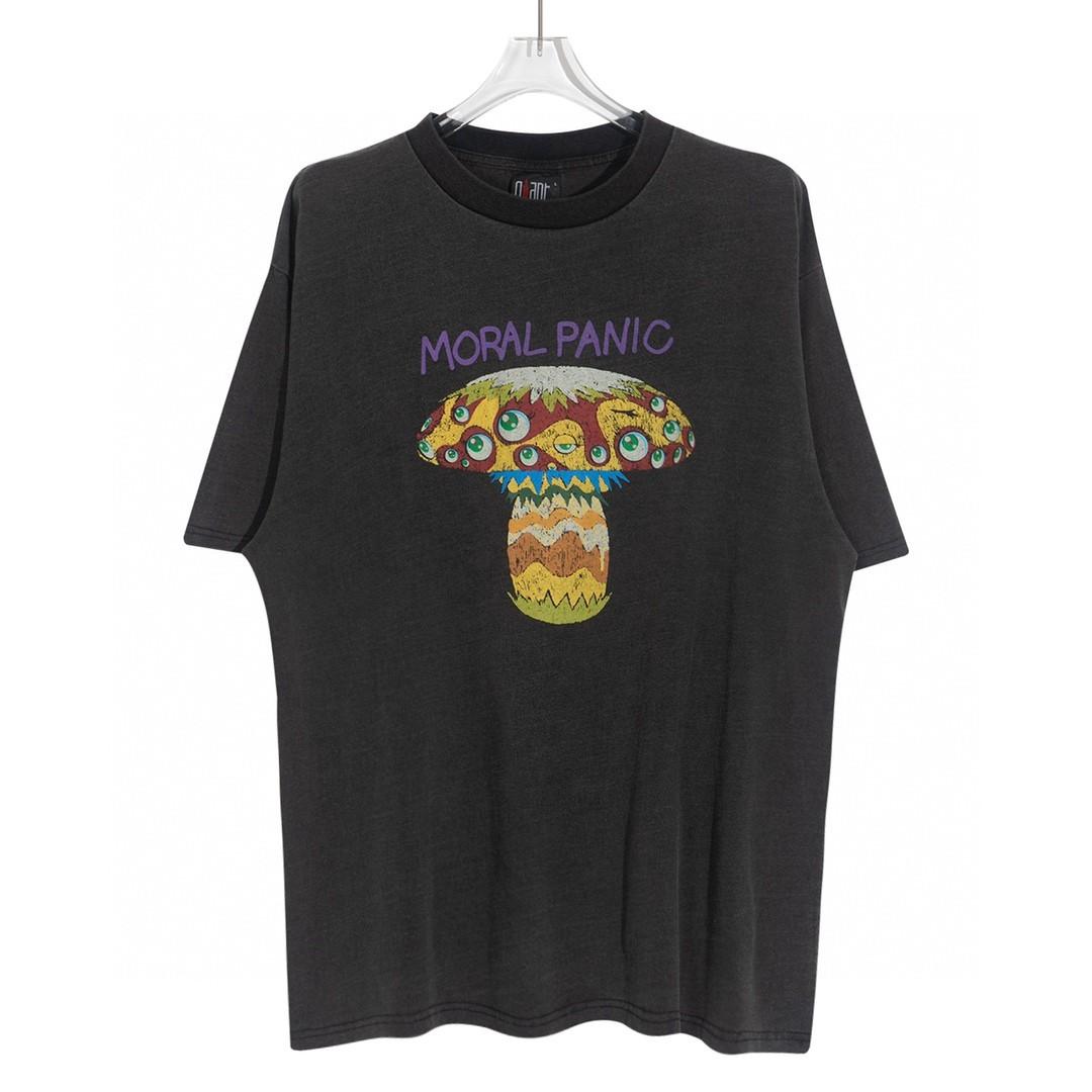 Saint Michael村上隆聯名蘑菇眼水洗做舊印花vintage短袖T恤, 名牌