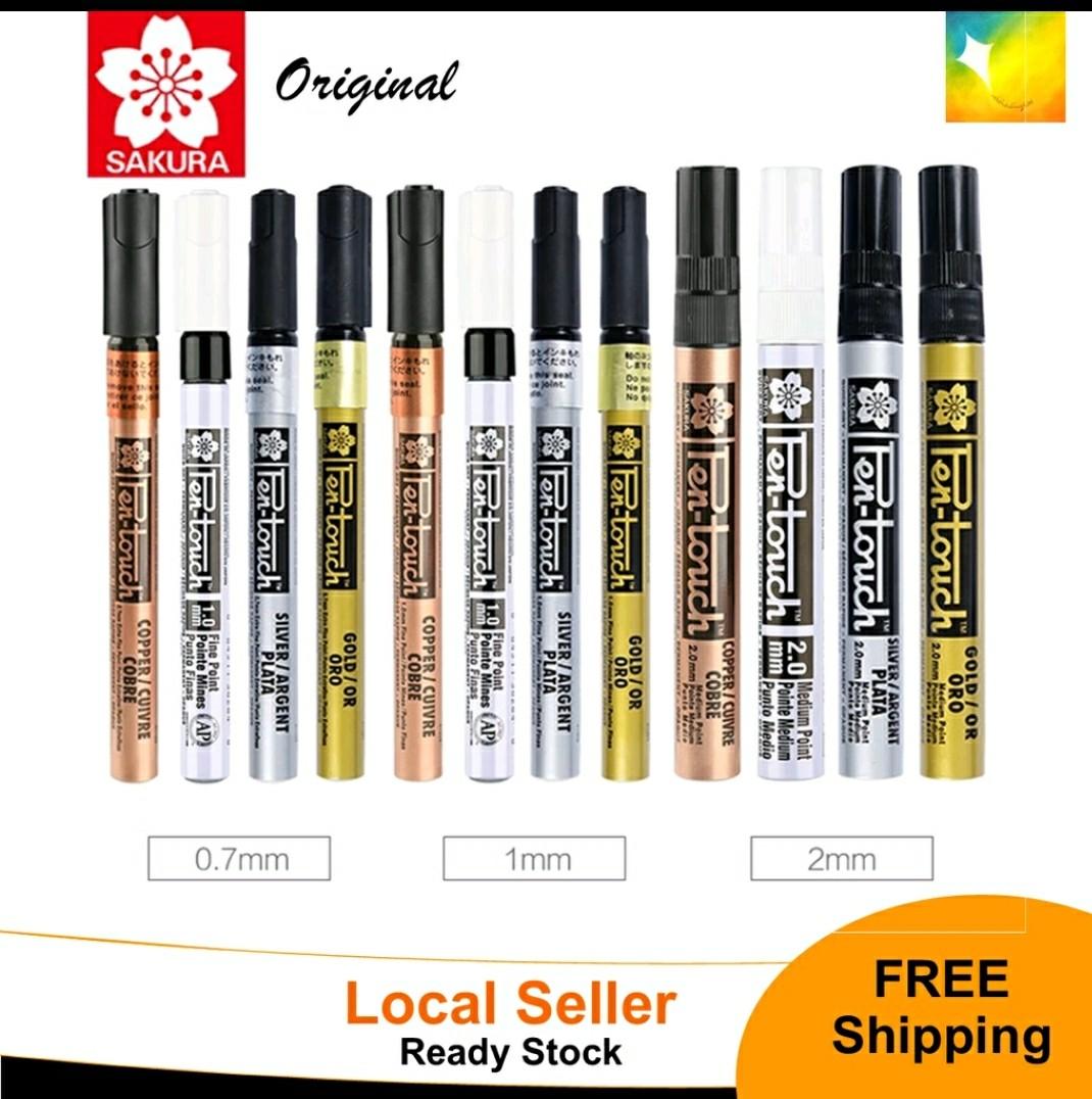 SAKURA Pen touch Permanent Markers - Pack of 3 markers -  Gold, Silver & White (Extra Fine Point) - Paint Marker