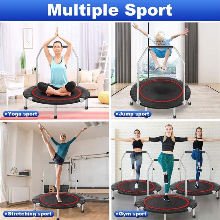 Trampoline 40 Inch Folding Exercise With Armrest Indoor Fitness Aerobic