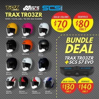 Trax Bluetooth Helmet TR03ZR SCS S7 Evo Intercom PSB APPROVED