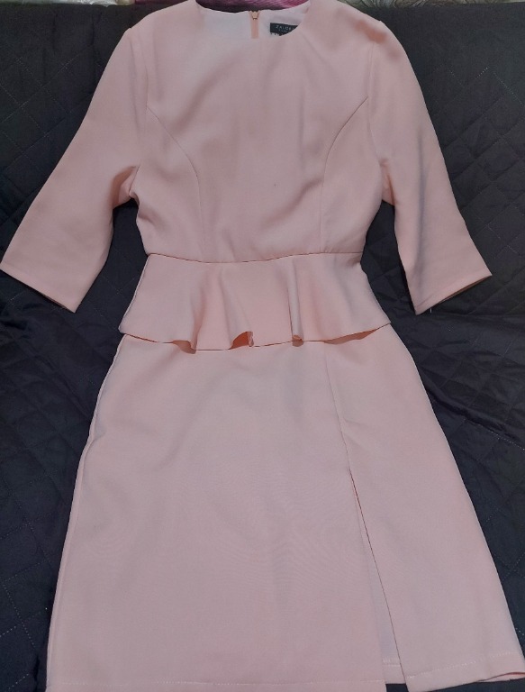 {REPRICED} Zalora Collection Peach Formal Midi Dress, Women's Fashion