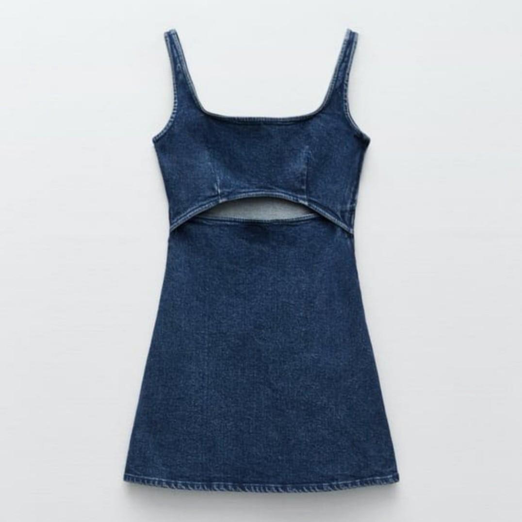 Zara Denim Cut out Dress, Women's Fashion, Dresses & Sets, Dresses on