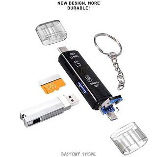 5 in 1 3.0 Type C Micro USB SD TF Card Reader OTG Adapter With Keychain
