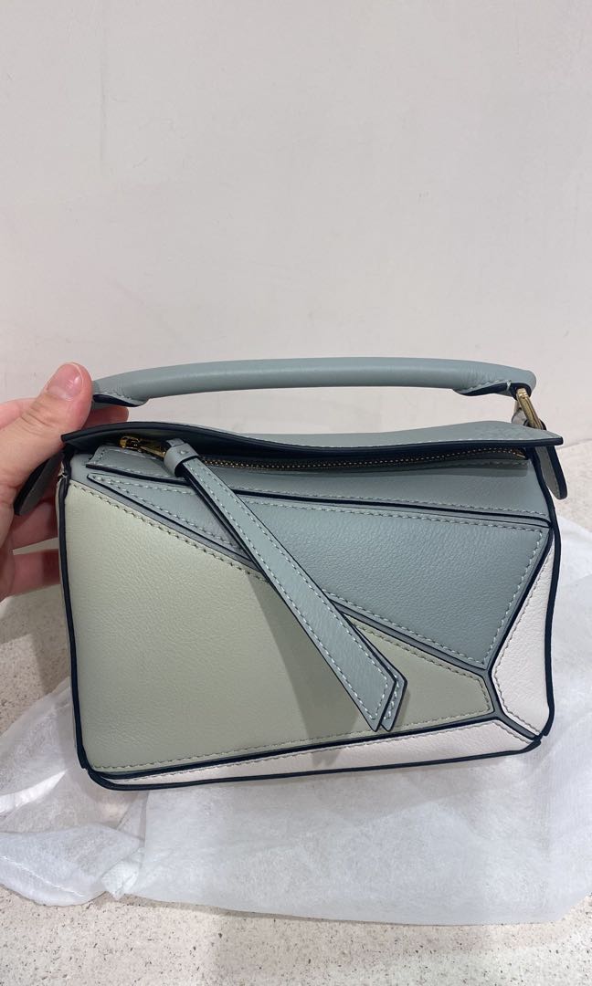 LOEWE Puzzle Mini Bag Ash Grey/Marble Green