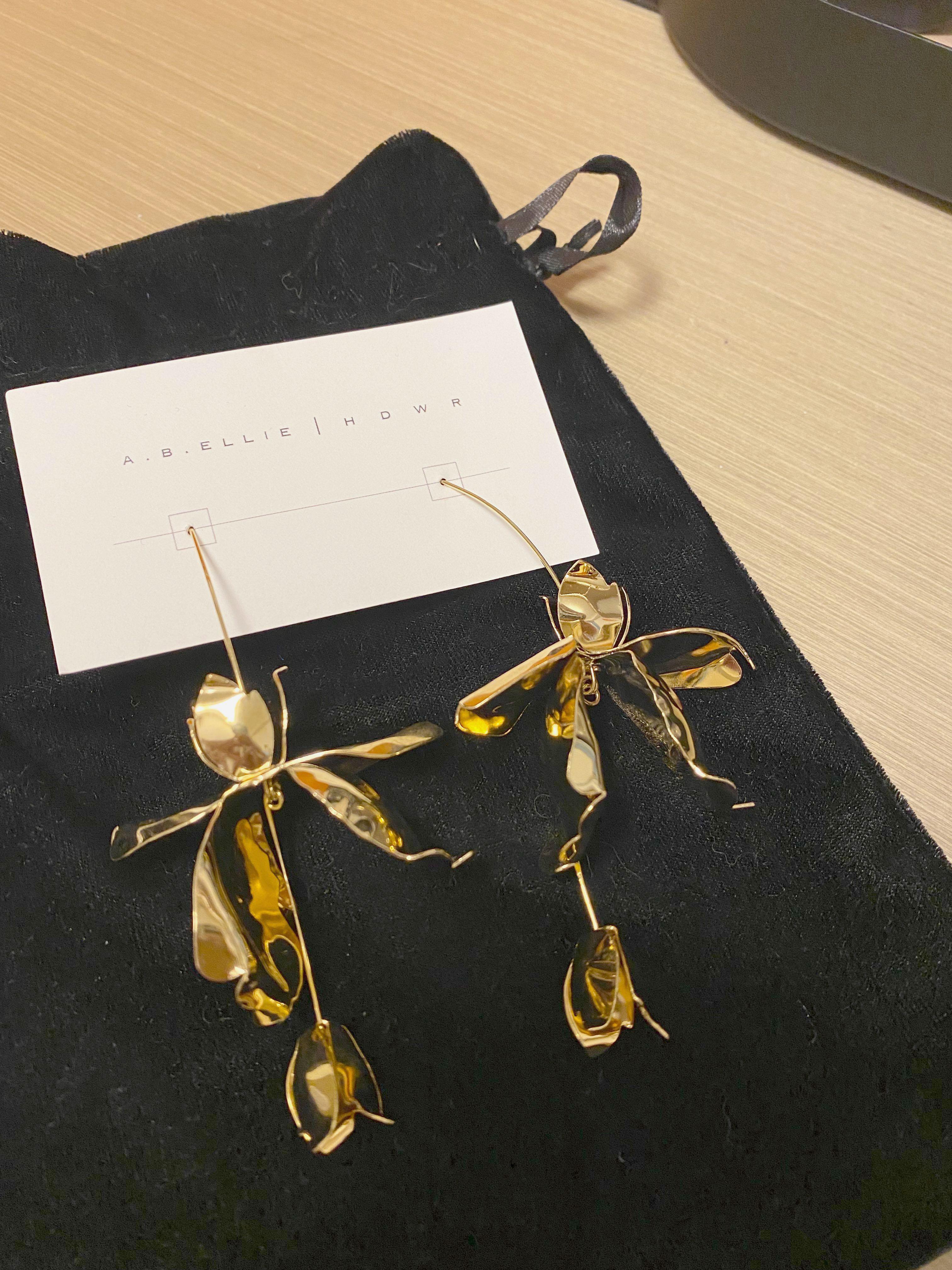 A.B.Ellie Magnolia Stem Drop Earrings, 女裝, 飾物及配件, 耳環