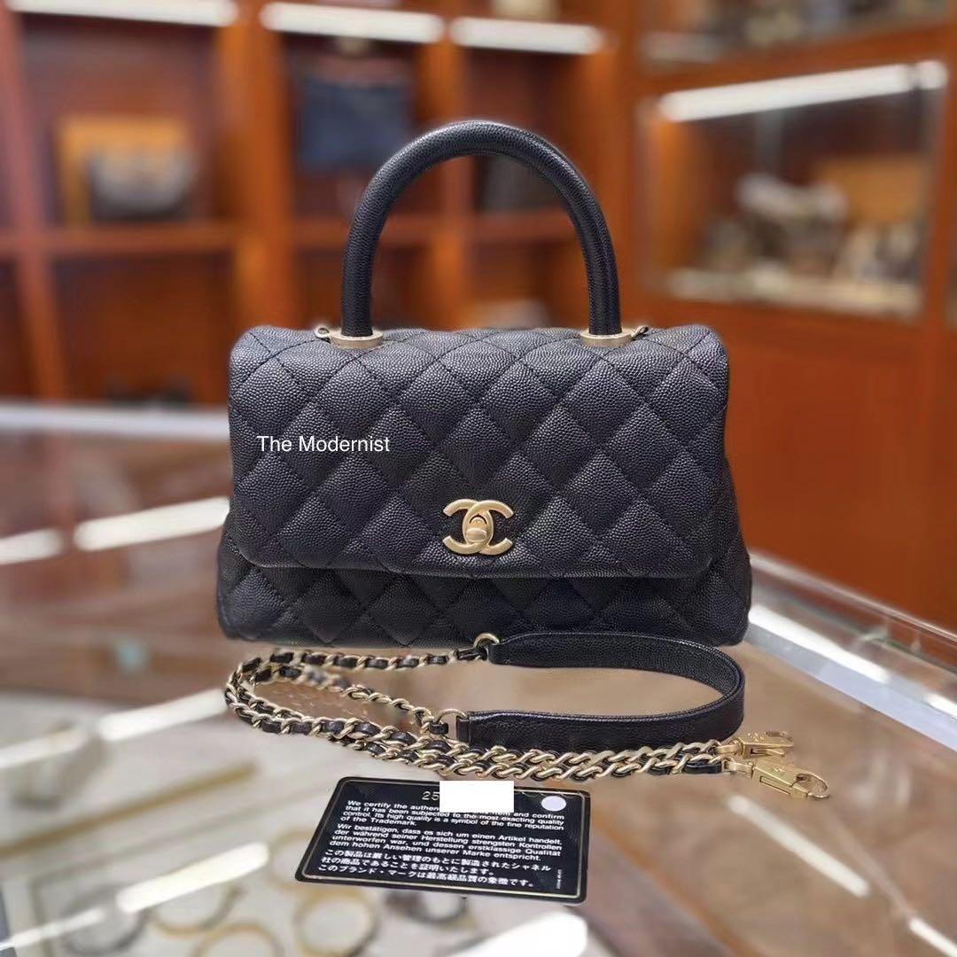 Authentic Chanel Small Coco Handle Black Caviar Aged Gold Hardware, Luxury,  Bags & Wallets on Carousell