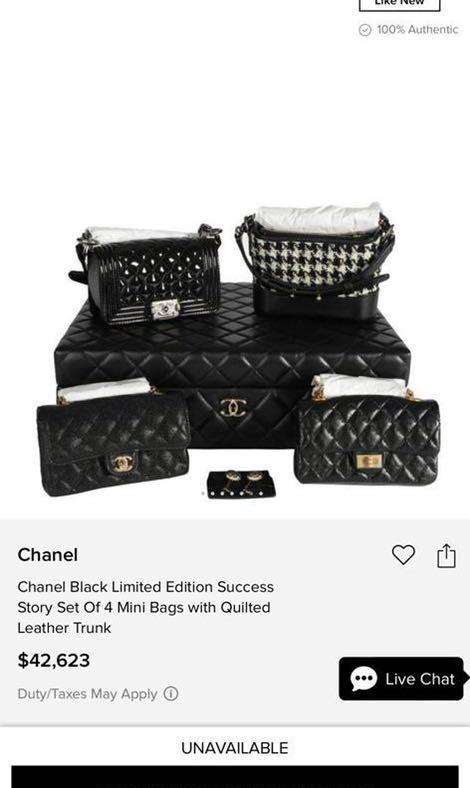 Chanel Success Story Set Of 4 Black Micro Mini Bags With Quilted