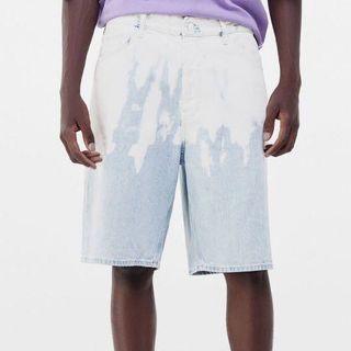 Bershka Tie Dye Bermuda Denim Short Blue