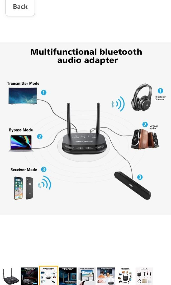 Blueshadow Bluetooth Transmitter Receiver, Bluetooth 5.0 aptX HD Low
