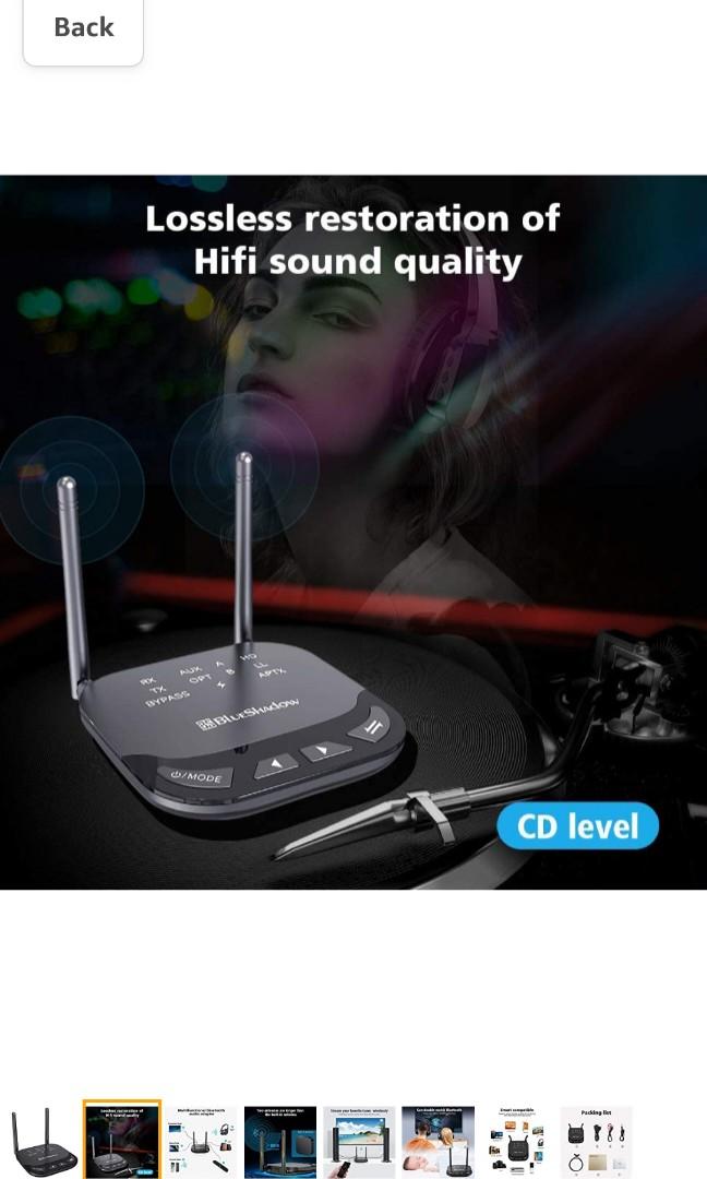 Blueshadow Bluetooth Transmitter Receiver, Bluetooth 5.0 aptX HD Low