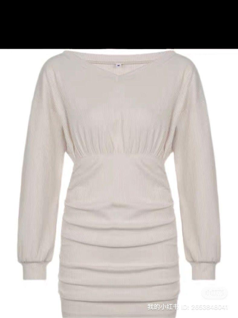 White long sleeve fitted dress clearance