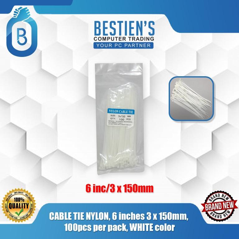 Cable Tie Nylon 6 Inches 3x150mm 100pcs Per Pack White Color Furniture Home Living Home Improvement Organization Home Improvement Tools Accessories On Carousell