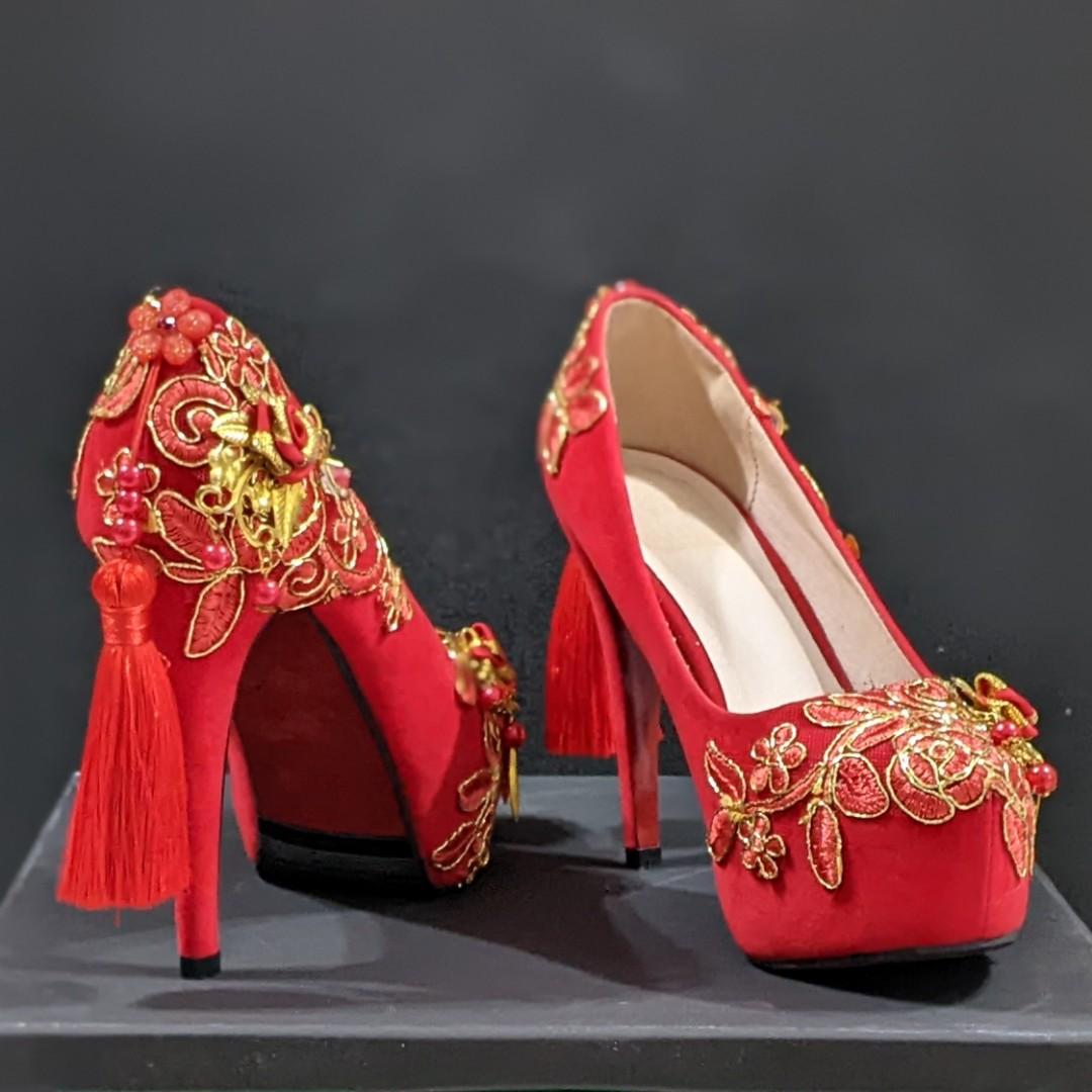 High Heel Shoe With Chinese Pattern On Red Background, Vector Illustration  Free Image and Photograph 198357556.