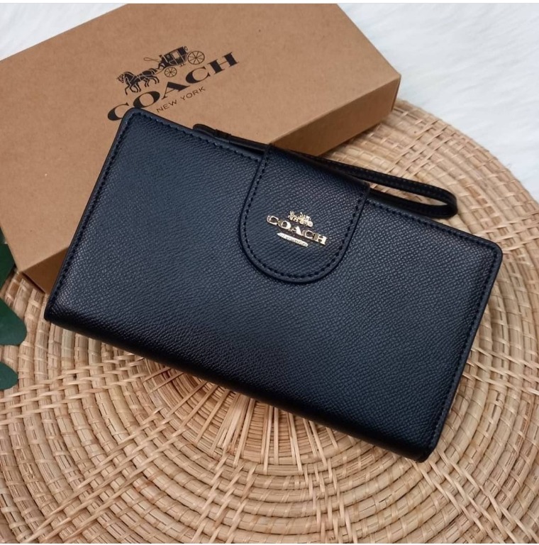 Coach C2869 Tech Phone Wallet In Crossgrain Leather - Black, Women's ...