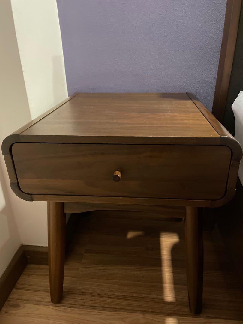 Commune Bedside Table (Category: Other Home Furniture) located in Singapore. Submitted by twistytristy (Listing ID 1158479214, Image 1). Description: A pair of Commune bedside tables. There are some fine scratches on the top but some furniture varnish should take care of it. Size: L45 x W45 x H50cm $130 each..