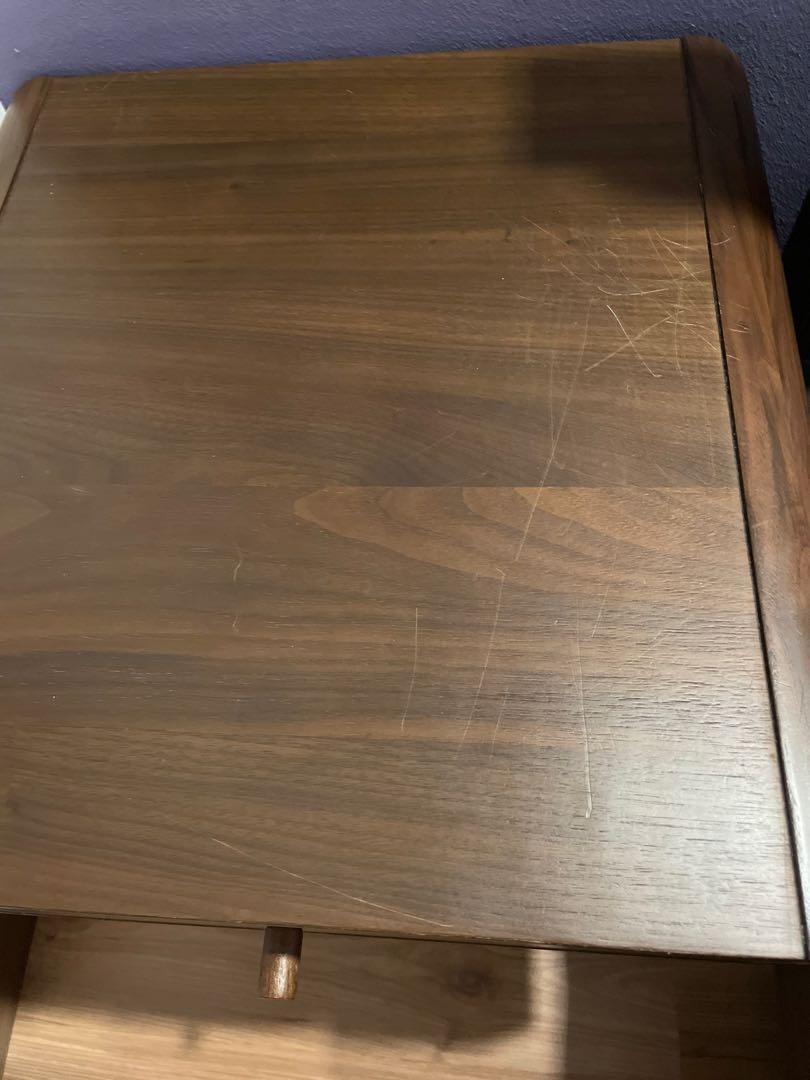 Commune Bedside Table (Category: Other Home Furniture) located in Singapore. Submitted by twistytristy (Listing ID 1158479214, Image 3). Description: A pair of Commune bedside tables. There are some fine scratches on the top but some furniture varnish should take care of it. Size: L45 x W45 x H50cm $130 each..