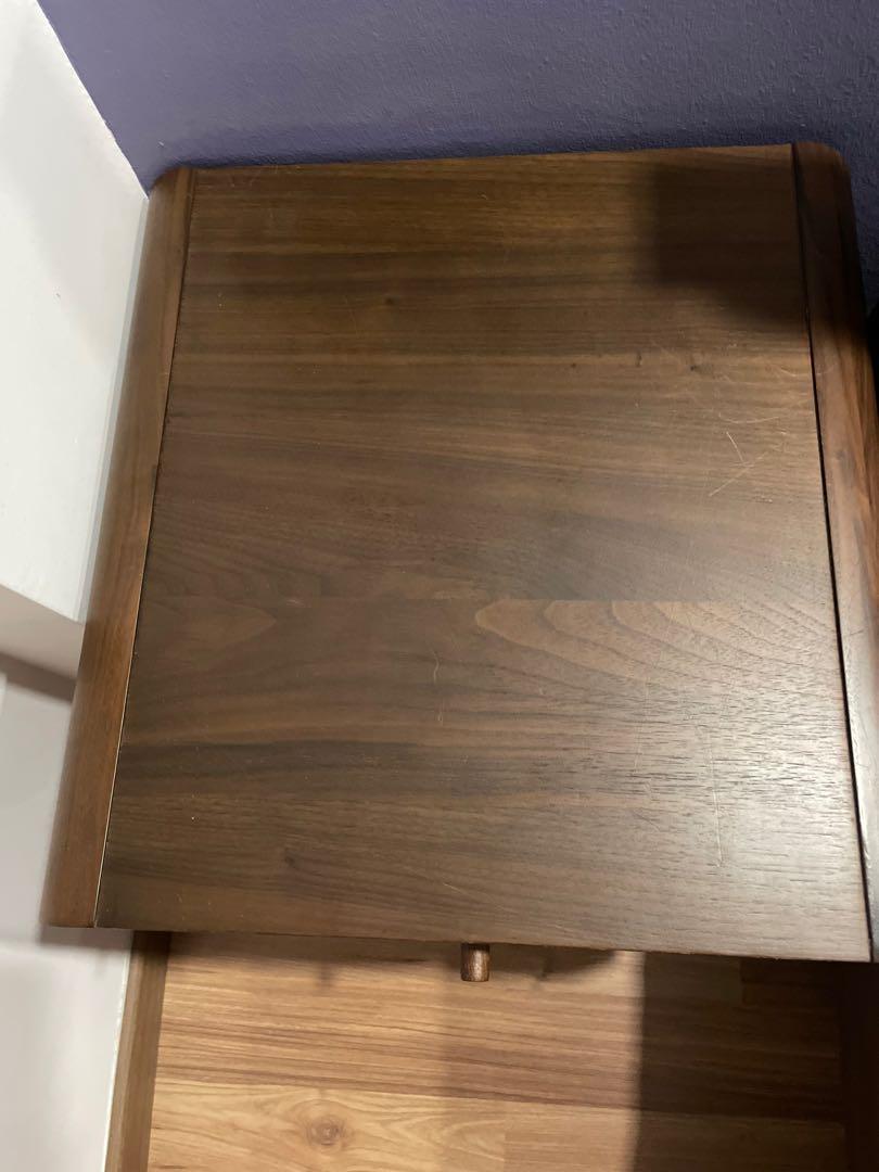 Commune Bedside Table (Category: Other Home Furniture) located in Singapore. Submitted by twistytristy (Listing ID 1158479214, Image 2). Description: A pair of Commune bedside tables. There are some fine scratches on the top but some furniture varnish should take care of it. Size: L45 x W45 x H50cm $130 each..