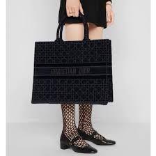 Dior book tote deals blue cannage embroidered velvet