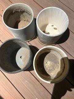four small pots
