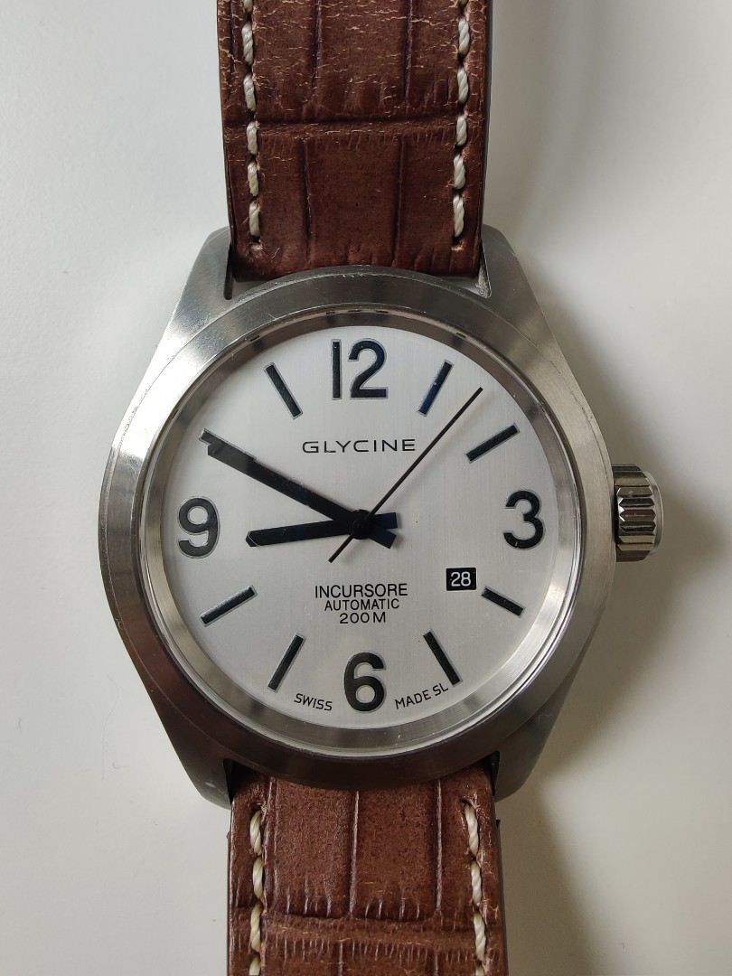 Glycine Incursore Automatic steel men s brown strap watch date