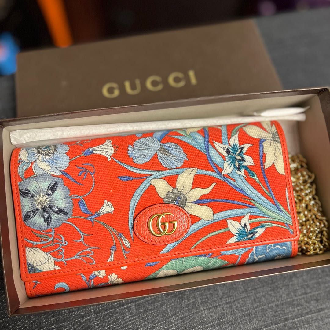 Gucci floral wallet on chain new arrivals