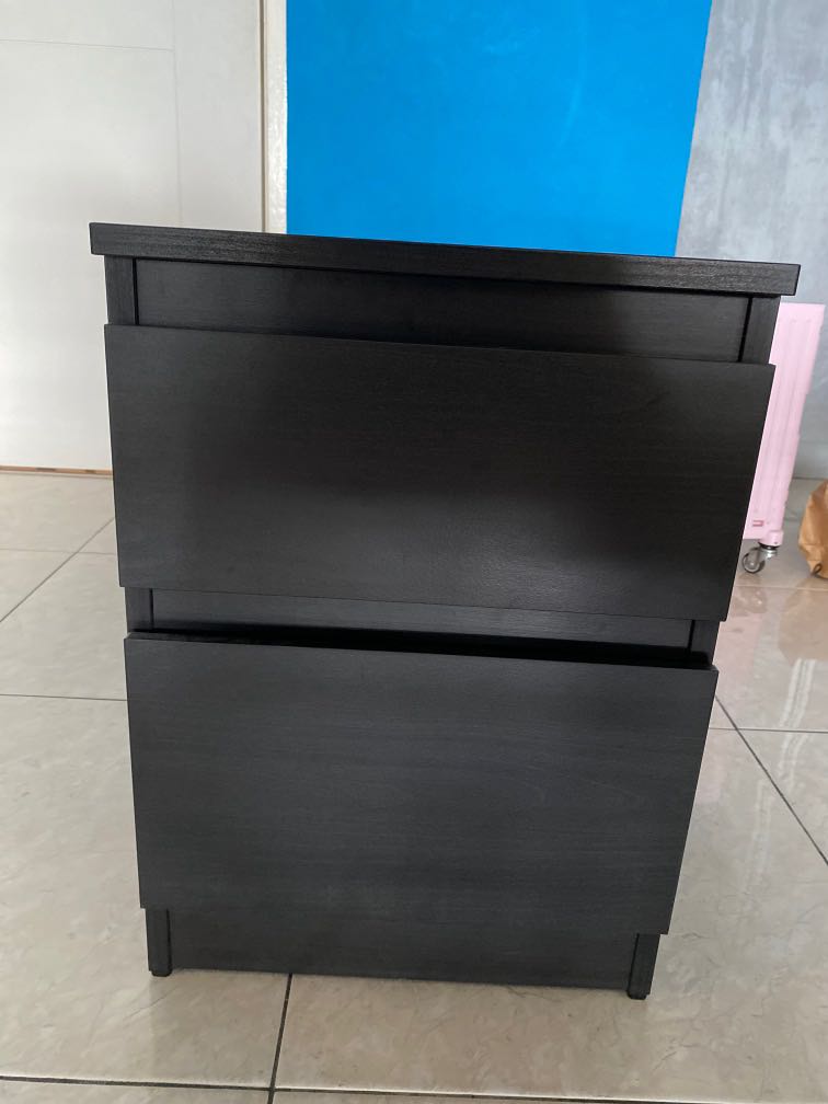 IKEA KULLEN Chest of 2 drawers bedside table blackbrown 35x49 cm, Furniture & Home Living
