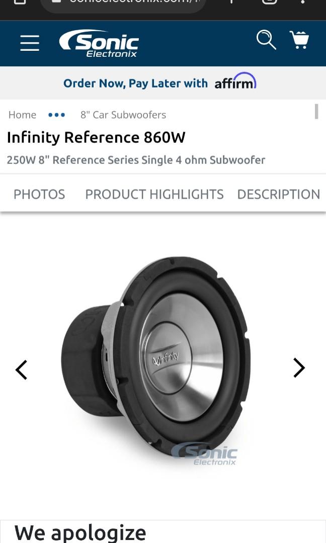 Infinity sales reference 860w