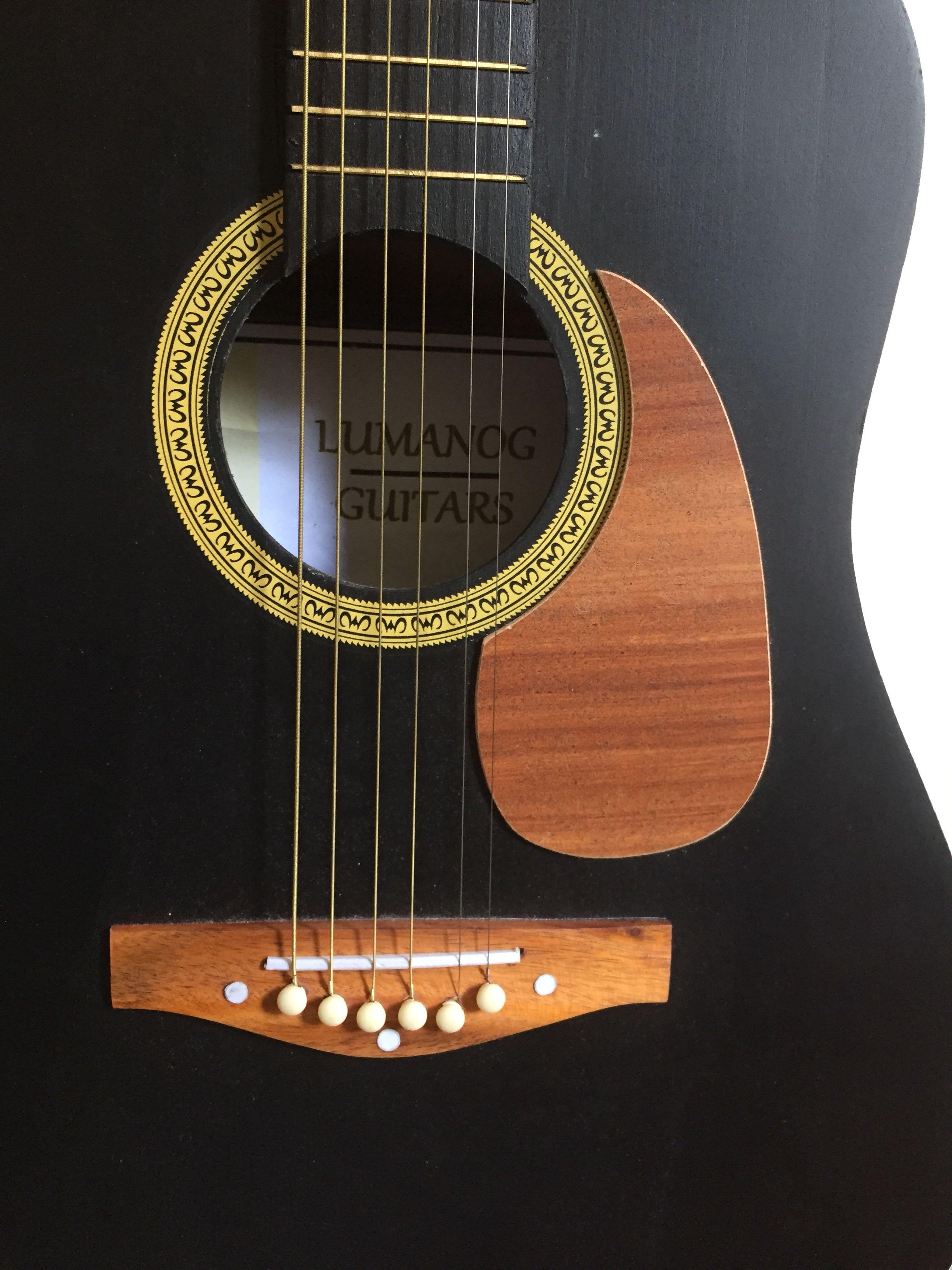 Lumanog Guitars Acoustic Guitar Black Low Action, Hobbies & Toys, Music