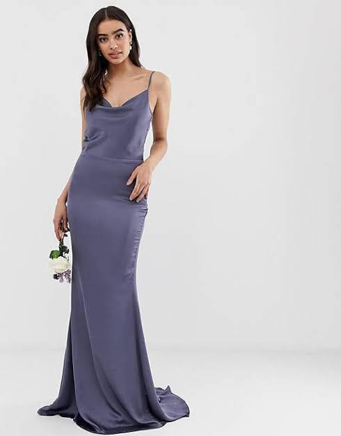 Missguided Satin Cowl Neck Dress in 