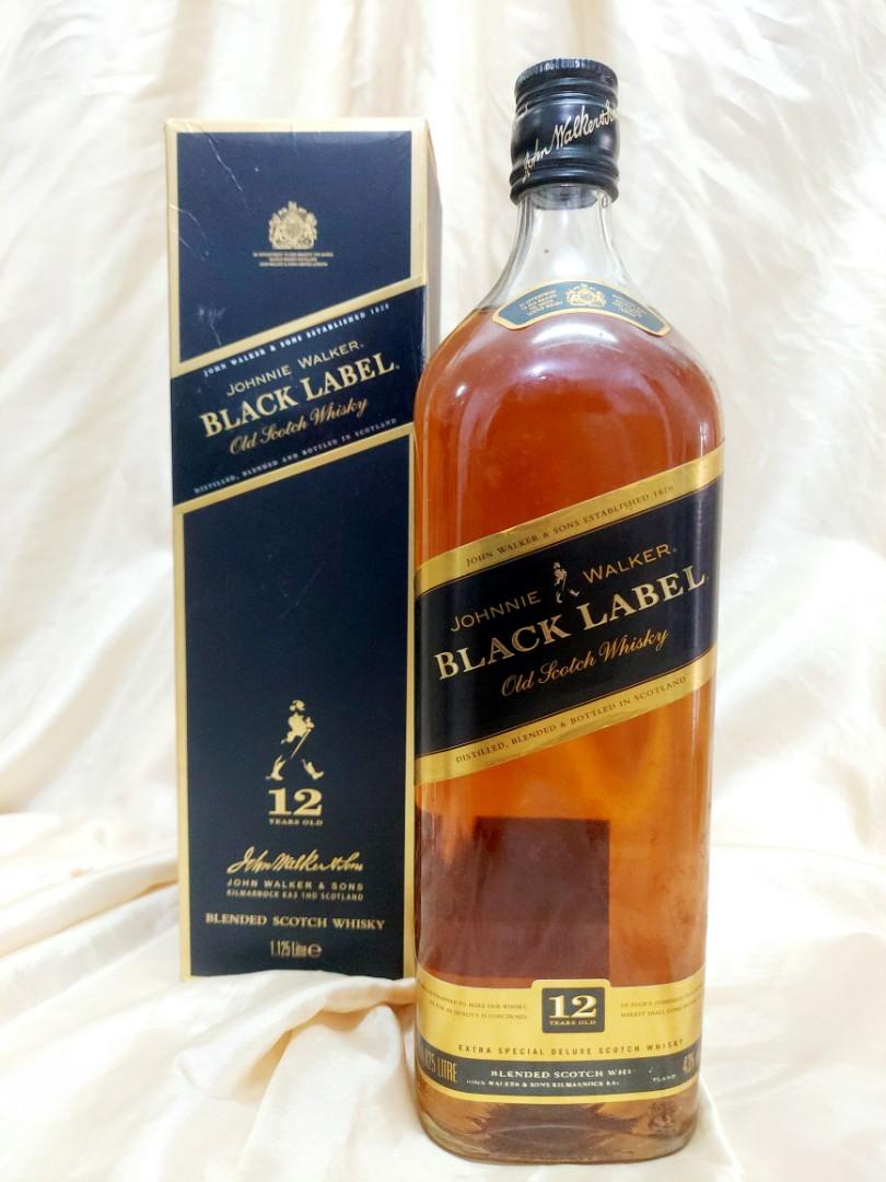 NEW JOHNNIE WALKER BLACK LABEL OLD SCOTCH WHISKY 1.125L ...