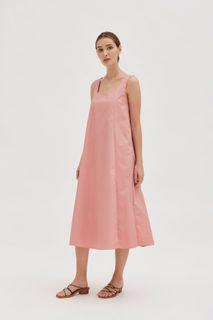 OSN Cotton Midi Tent Dress in Pink, S