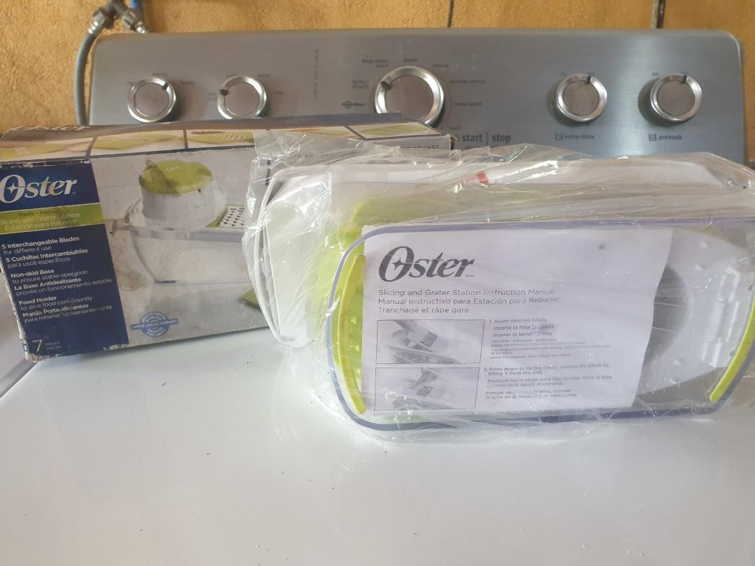 Oster Slicing and Grating Station (Category: Other Kitchenware & Tableware) located in Taguig. Submitted by misskweezy (Listing ID 1158388267, Image 1). Description: used once. like new 5 interchangeable blades MOP: BPI, Gcash, Security Bank, BDO ❌ joy bidders, free sf or low ballers PIOG.