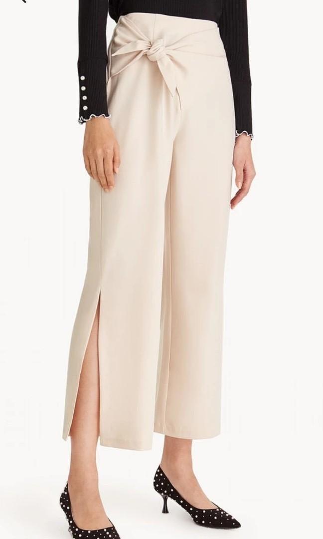 Pomelo Wide Leg Side Slit Wrap Pants 