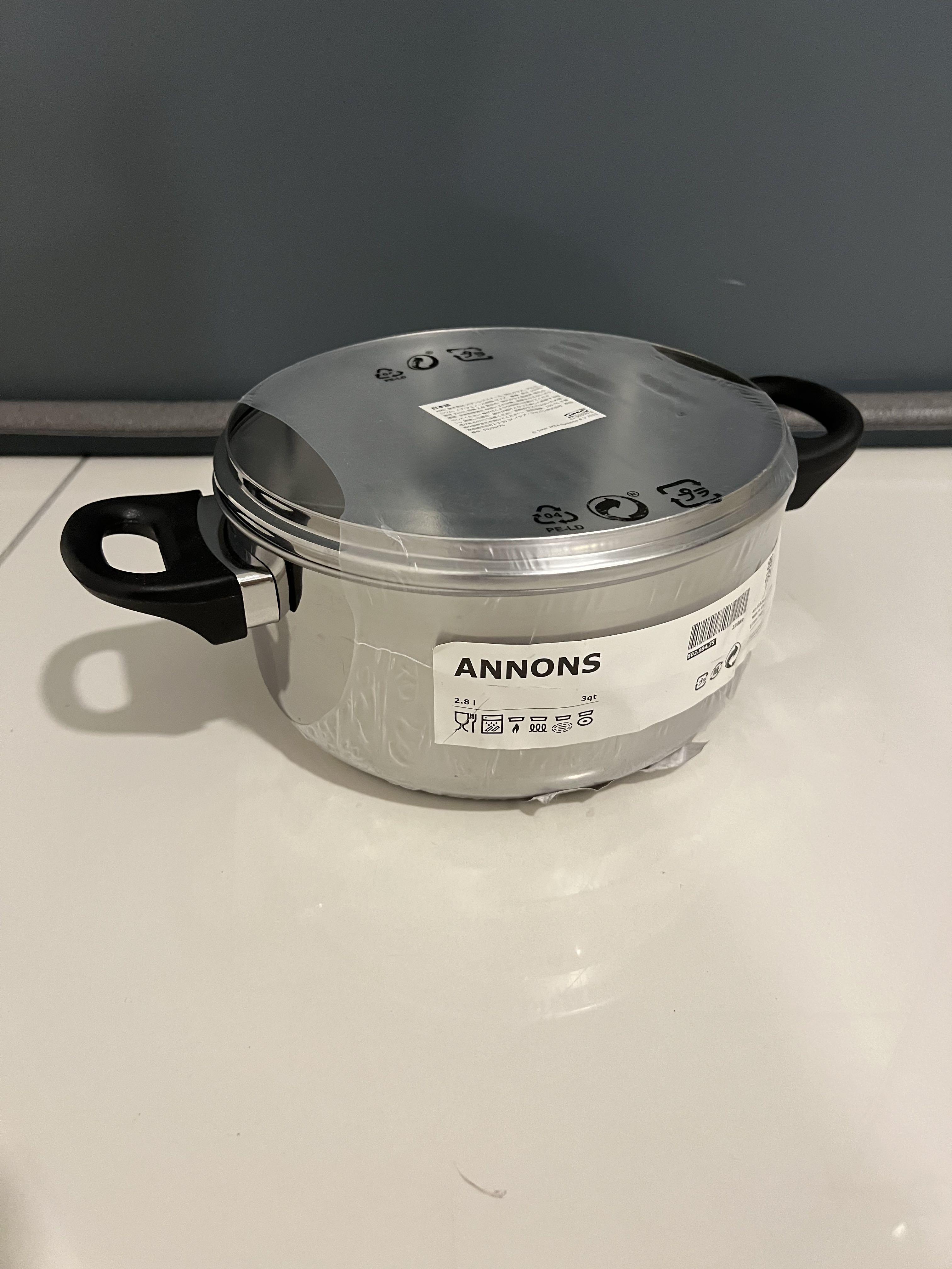 ANNONS Pot with lid, glass, stainless steel, Height: 8 Diameter: 10 - IKEA