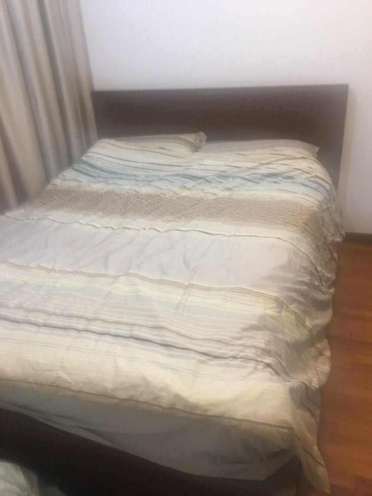 Queens size bed frame and mattress from IKEA, Furniture & Home Living