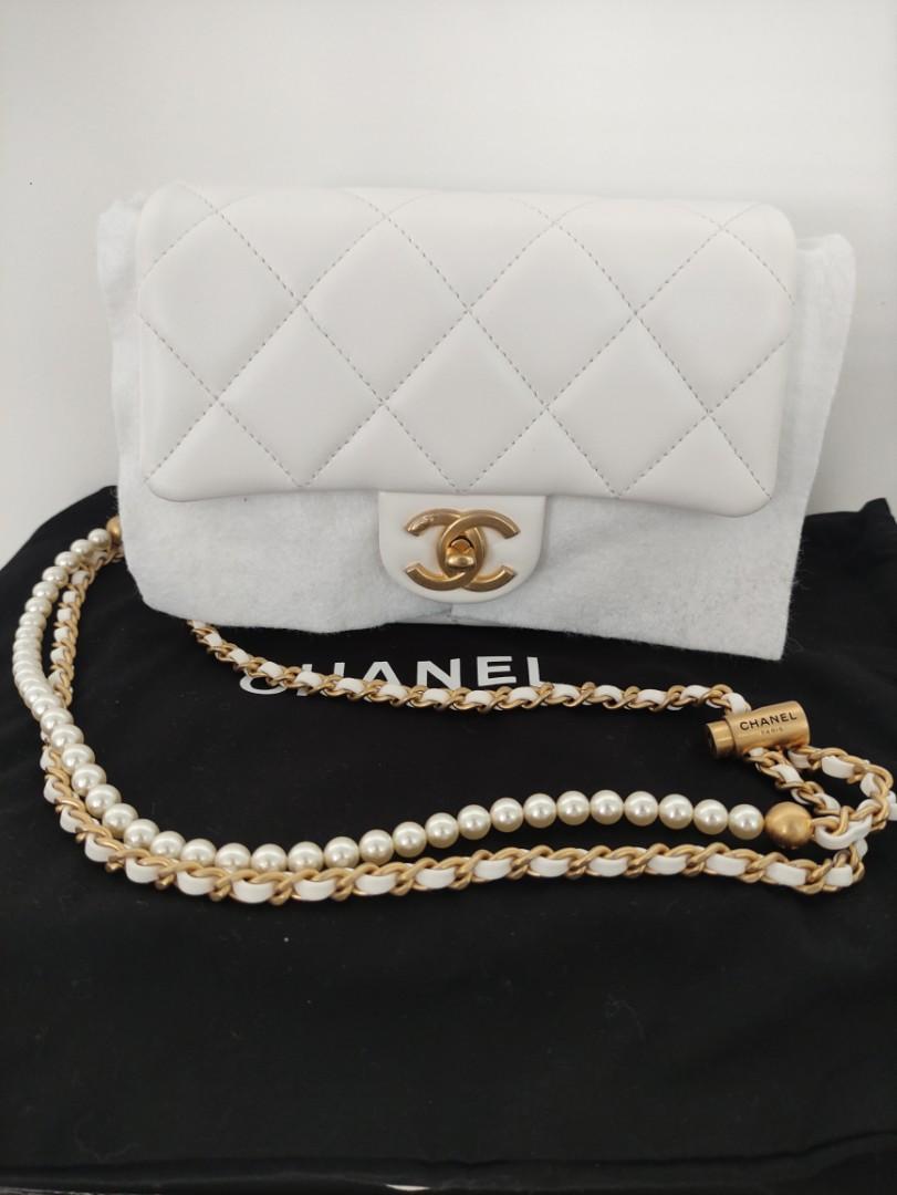 CHANEL 21A Beige Perfect Fit Calf Skin Flap Bag Adjustable Strap