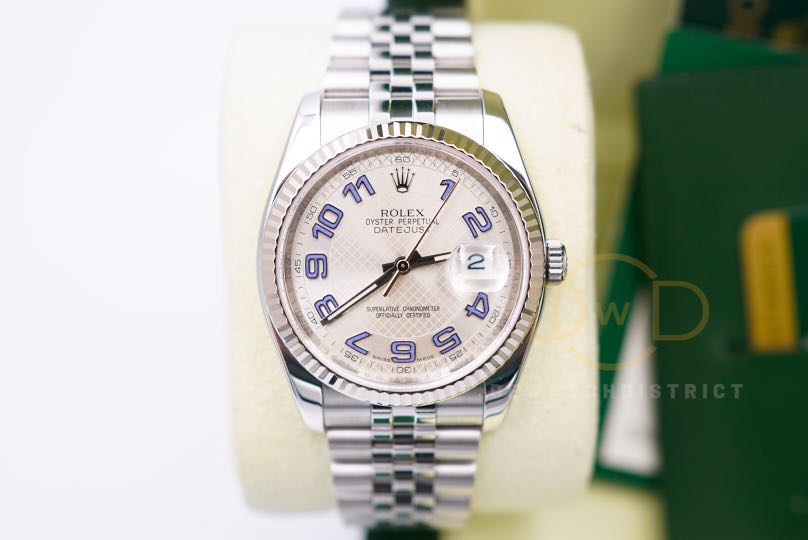 Rolex Date Just 116234 Roger Federer Lavender Dial Auto Watch