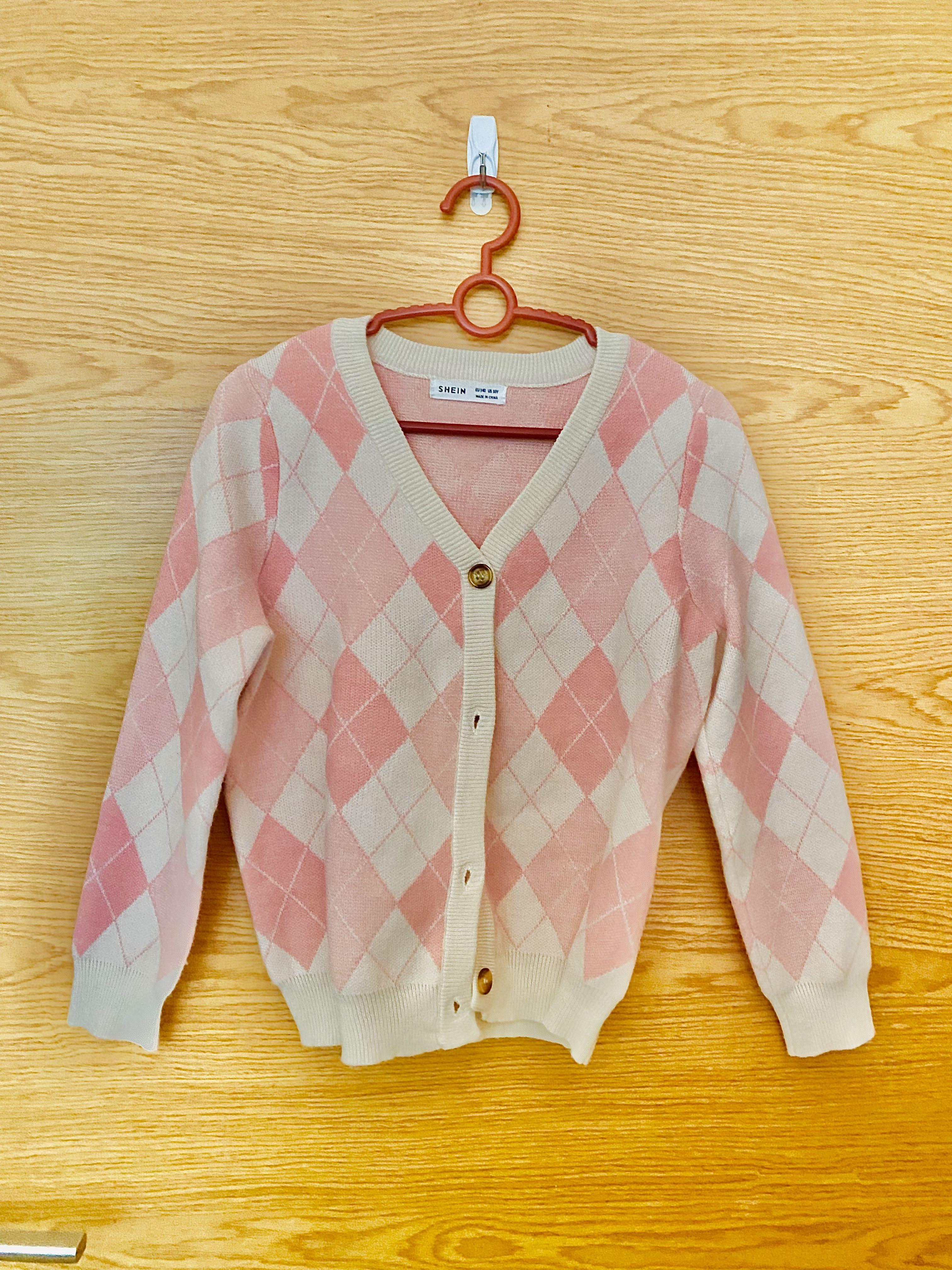 Pink sales plaid cardigan
