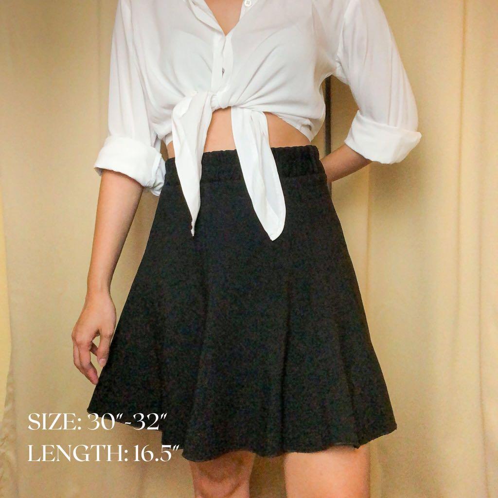 Size 30 32 Black Midi Skirt Women s Fashion Bottoms Skirts on