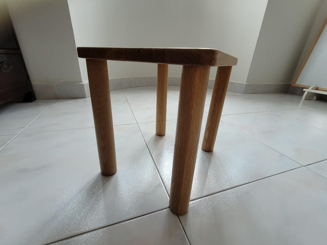 Solid wood stool (Category: Chairs) located in Singapore. Submitted by bennie0303 (Listing ID 1158486649, Image 2). Description: 320*260*300mm there are 4 pcs in total. price is for 1.