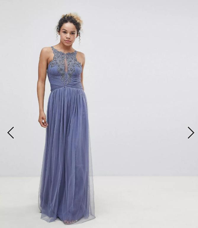 Little mistress floral applique maxi dress shop