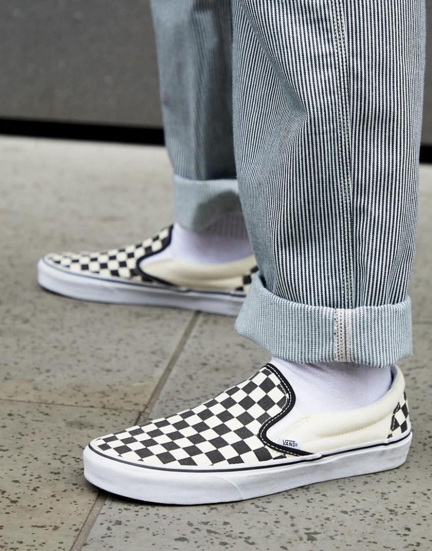 Vans checkerboard slip ons mens sale