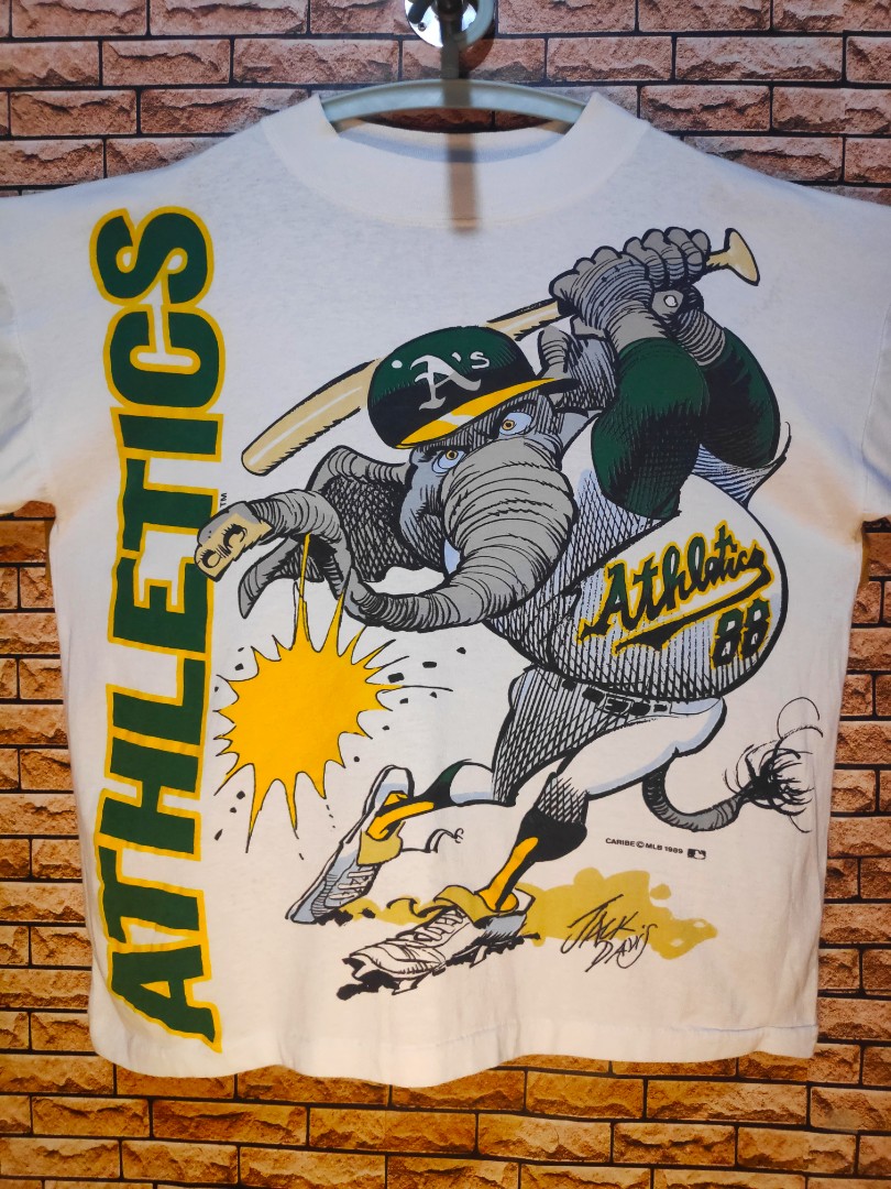 Vintage 1989 Oakland Athletics A's T Shirt Cartoon Elephant Jack
