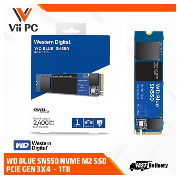 Western Digital WD BLUE SN550 NVMe M.2 SSD PCIe Gen3x4 Works