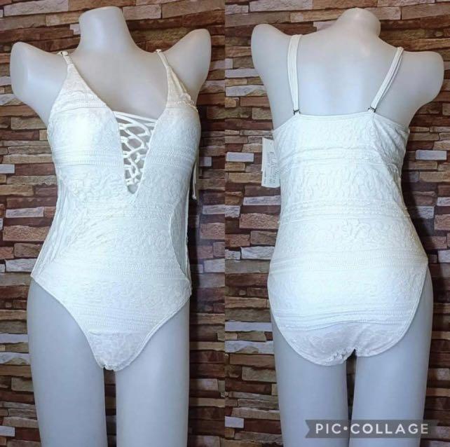 White Lace One Piece Large Swimsuit shein romwe billabong zaful Women s Fashion Swimwear Bikinis Swimsuits on Carousell